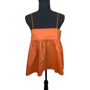 Sndys Everyday Women Tank Top Orange Square Neck 100% Cotton Beachy Coastal XS